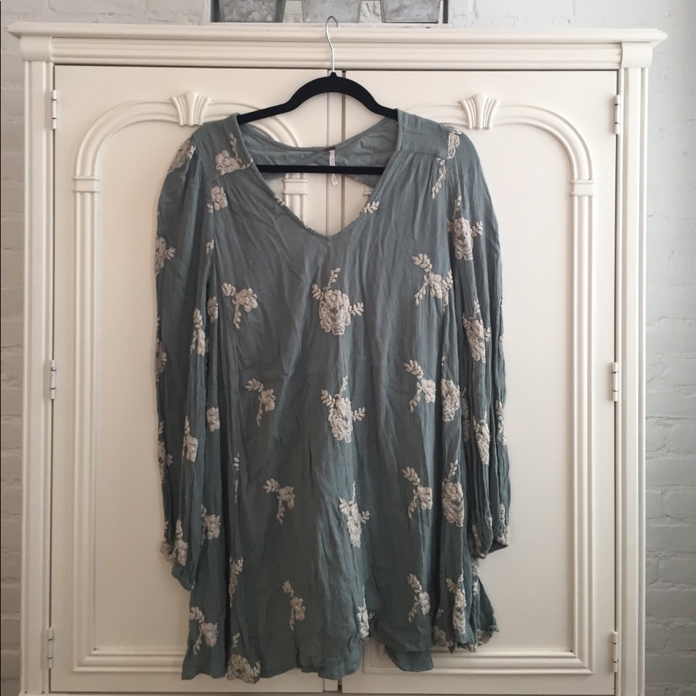 Free People Teal Long Sleeve Dress